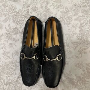 NWT Saks Fifth Avenue Black Leather Slip-On Loafers